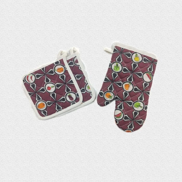 Printed 3-Piece Oven Mitt & Pot Holder Set – Extra Thick Cotton, Heat Resistant to 500°F - Image 2