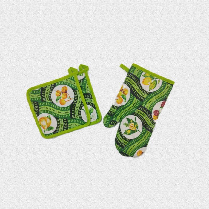 Printed 3-Piece Oven Mitt & Pot Holder Set – Extra Thick Cotton, Heat Resistant to 500°F - Image 3