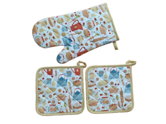 3-Piece Oven Mitt & Pot Holder Set – Extra Thick, Heat Resistant to 500°F - Image 2