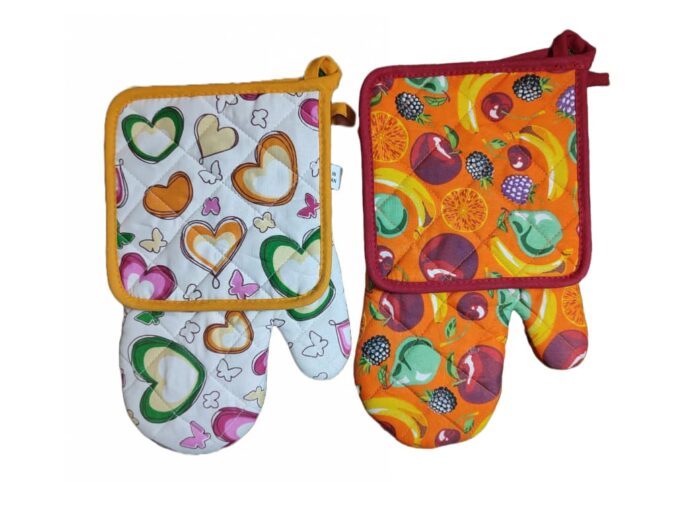 3-Piece Oven Mitt & Pot Holder Set – Extra Thick, Heat Resistant to 500°F