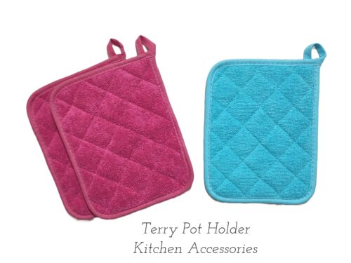 100% Cotton Terry Potholders – Heat Resistant, Ergonomic Grip, Machine Washable (Graphite)